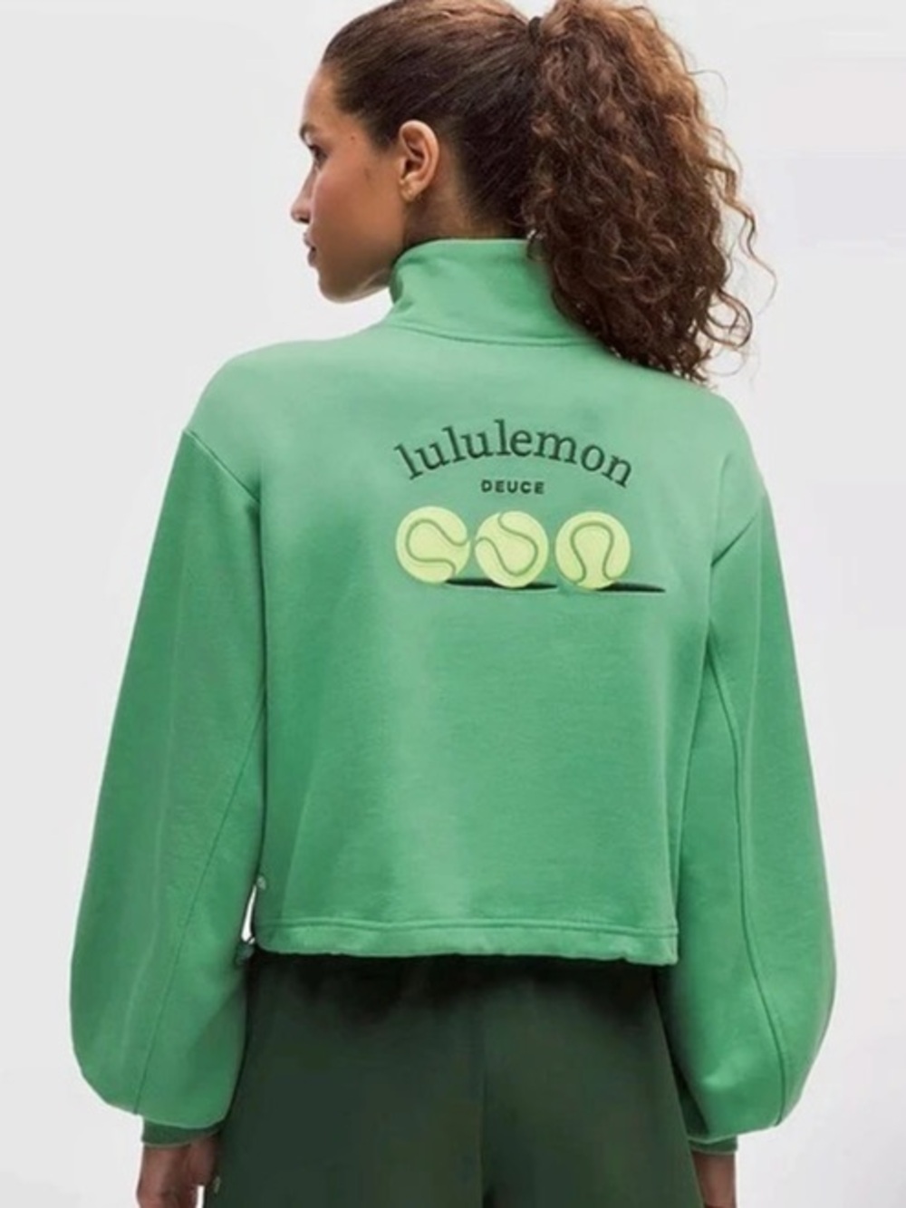 Lululemon Cotton Terry Tennis Half Zip *Deuce Green Sweatshirt